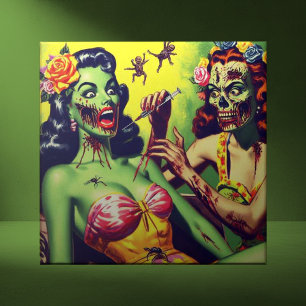 Azulejo De Cerâmica Pin-up Zombie Retro