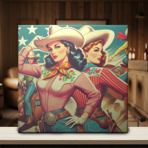 Azulejo De Cerâmica Pin-ups de vaqueiras retrorreflectoras