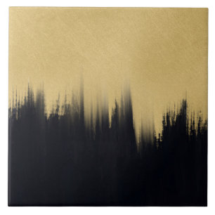 Azulejo De Cerâmica Pincel moderno trava Design preto Dourado