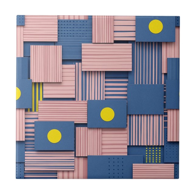 Azulejo De Cerâmica Pincelada Abstrata Retro (5) (Frente)