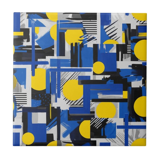 Azulejo De Cerâmica Pincelada Abstrata Retro (7) (Frente)