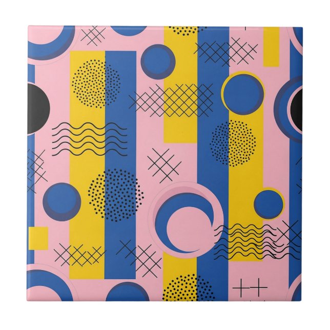 Azulejo De Cerâmica Pincelada Abstrata Retro (9) (Frente)