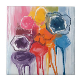 Azulejo De Cerâmica Pincelada de Tinta | Pintura de Artista em Aquarel