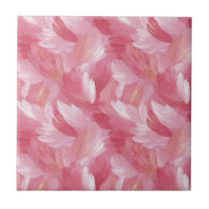 Azulejo De Cerâmica Pincelada Rosa Brilho Padrão Abstrato