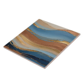 Azulejo De Cerâmica Pinceladas de ouro azul e bronze