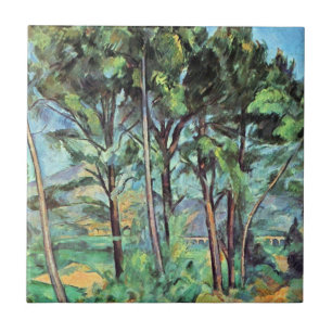 Azulejo De Cerâmica Pine com Viaduto por Paul Cezanne, Vintage Art