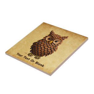 Azulejo De Cerâmica Pine Cone Owl