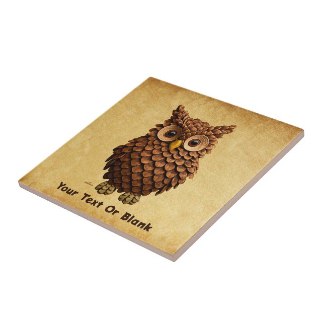Azulejo De Cerâmica Pine Cone Owl (Lateral)