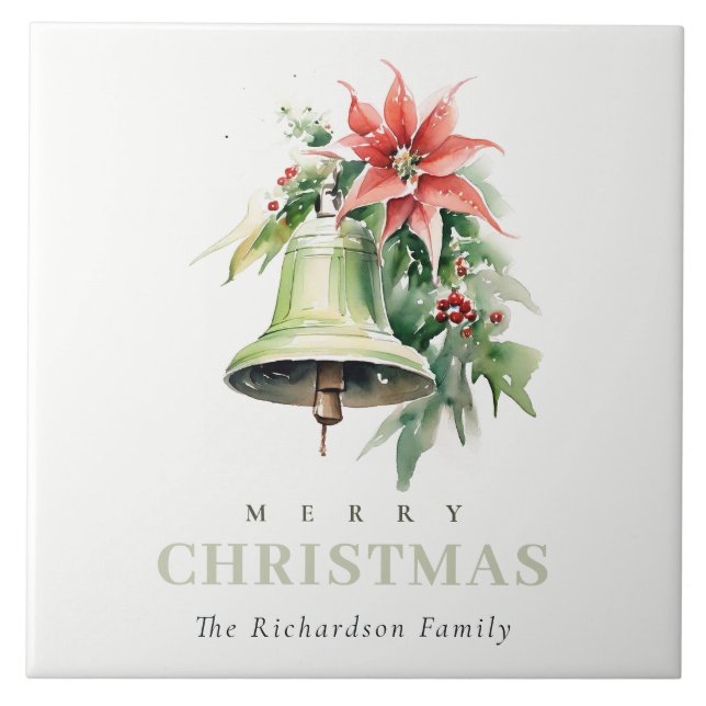 Azulejo De Cerâmica Pine Poinsettia Foliage - Pinho de Natal (Frente)