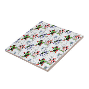 Azulejo De Cerâmica Pinguim de Natal patinando