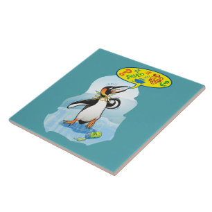 Azulejo De Cerâmica Pinguim de rei desesperado que diz palavras más