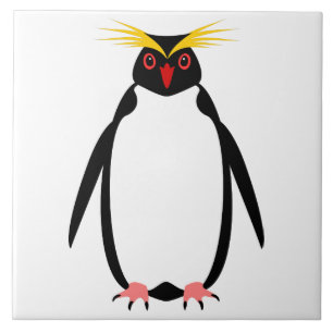 Azulejo De Cerâmica Pinguim engraçado rockhopper ou macaroni