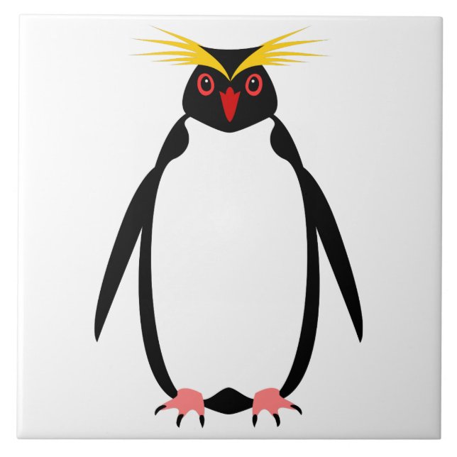 Azulejo De Cerâmica Pinguim engraçado rockhopper ou macaroni (Frente)