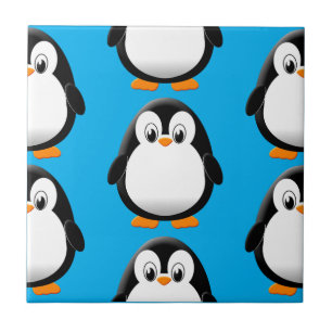 Azulejo De Cerâmica Pinguim Gelado Gelado Em Todo O Azul Impressão