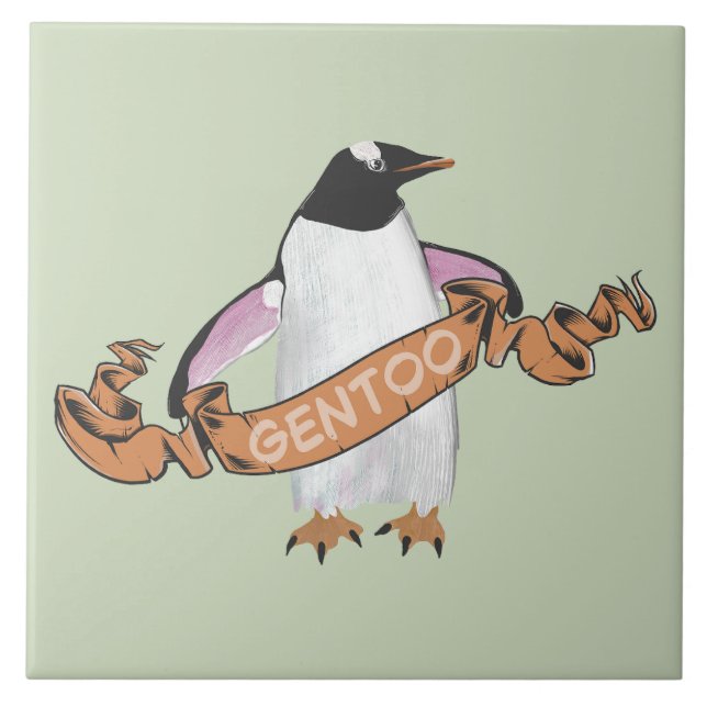 Azulejo De Cerâmica Pinguim Gentoo (Frente)
