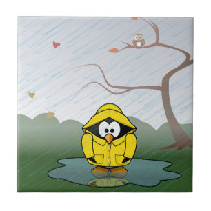 Azulejo De Cerâmica Pinguim na chuva