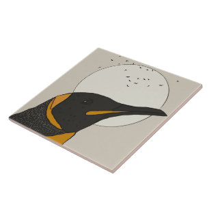 Azulejo De Cerâmica Pinguim Solitário Sob a Lua