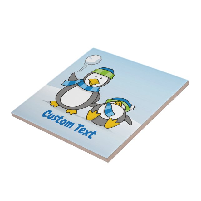 Azulejo De Cerâmica Pinguins de neve (Lateral)