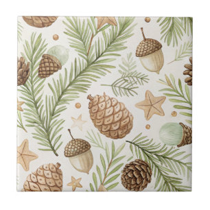 Azulejo De Cerâmica Pinho Sempre Verde Dourado Marrom Natural