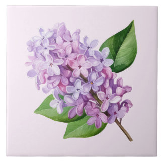 Azulejo De Cerâmica Pink Background Lilac Blossom Art