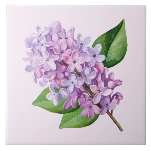 Azulejo De Cerâmica Pink Background Lilac Blossom Art (Frente)