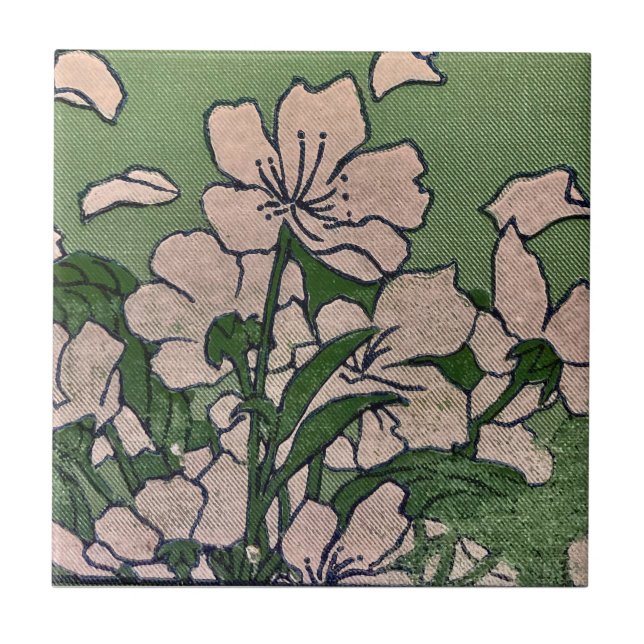 Azulejo De Cerâmica Pink Blossom Green (Frente)