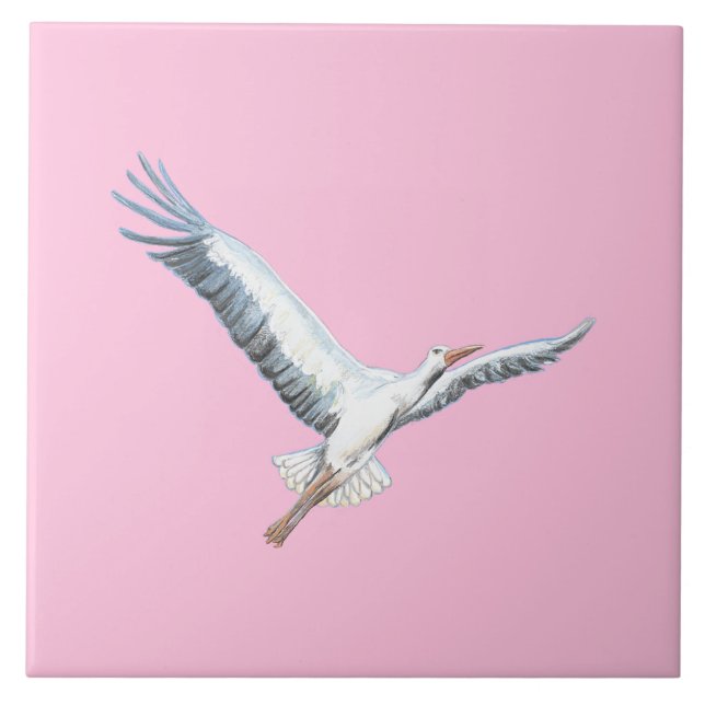 Azulejo De Cerâmica Pink branco-voador-pastel (Frente)