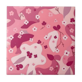 Azulejo De Cerâmica Pink Burgundy Flowery Camo Ceramic Tile