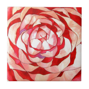 Azulejo De Cerâmica Pink Camellia abstrato pintura de arte original