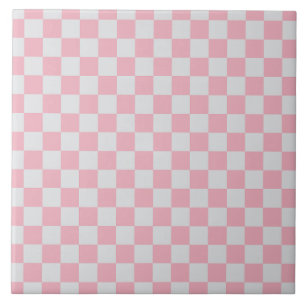 Azulejo De Cerâmica Pink + Cinza Checkered Checkerboard Padrão