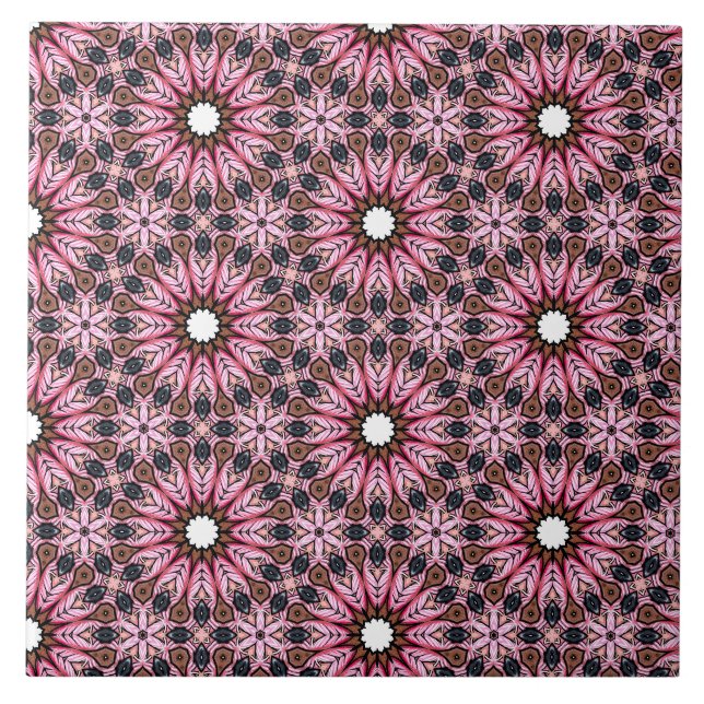 Azulejo De Cerâmica Pink Feather Boho (Frente)
