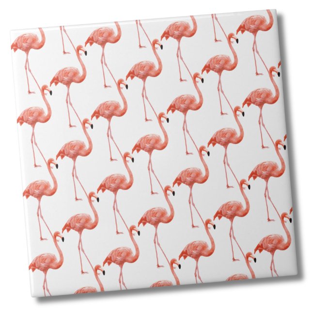 Azulejo De Cerâmica Pink Flamingo Patterno Feminino (Simple Modern Tropical Pink Flamingo Pattern Ceramic Tile)