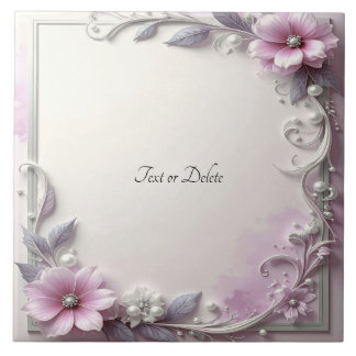 Azulejo De Cerâmica Pink Floral Frame Ceramic Tile