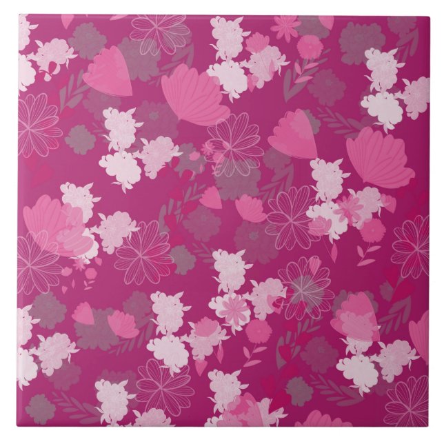 Azulejo De Cerâmica pink flowers (Frente)