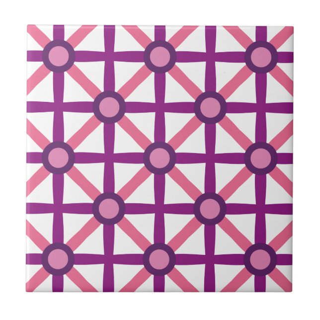 Azulejo De Cerâmica Pink Funky e Padrão Roxo (Frente)