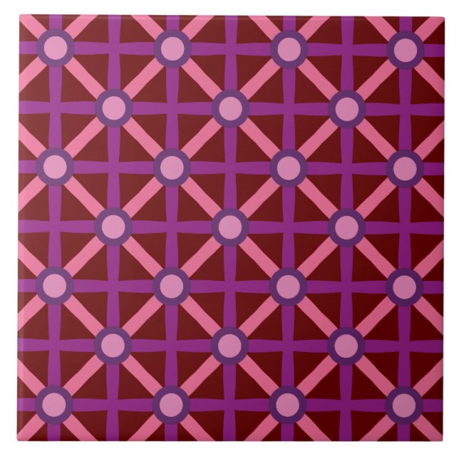 Azulejo De Cerâmica Pink Funky e Padrão Roxo (Frente)