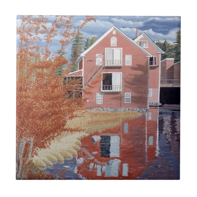 Azulejo De Cerâmica Pink House in Autumn (Frente)