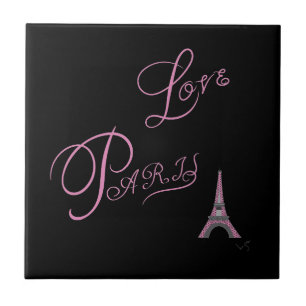 Azulejo De Cerâmica Pink-Love-Paris-Eiffel-Tower-Unique