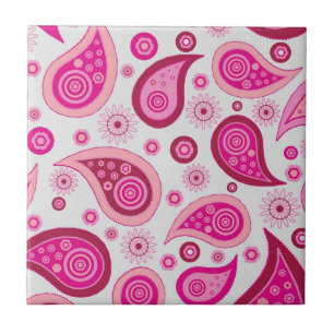 Azulejo De Cerâmica Pink Paisley Boho Patterno
