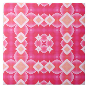 Azulejo De Cerâmica Pink quadrado abstrato floral padrão de bebê