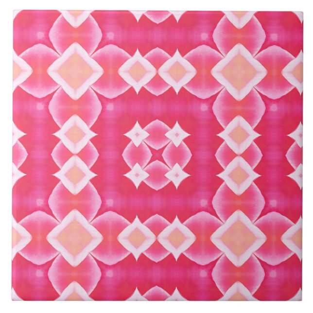 Azulejo De Cerâmica Pink quadrado abstrato floral padrão de bebê (Frente)