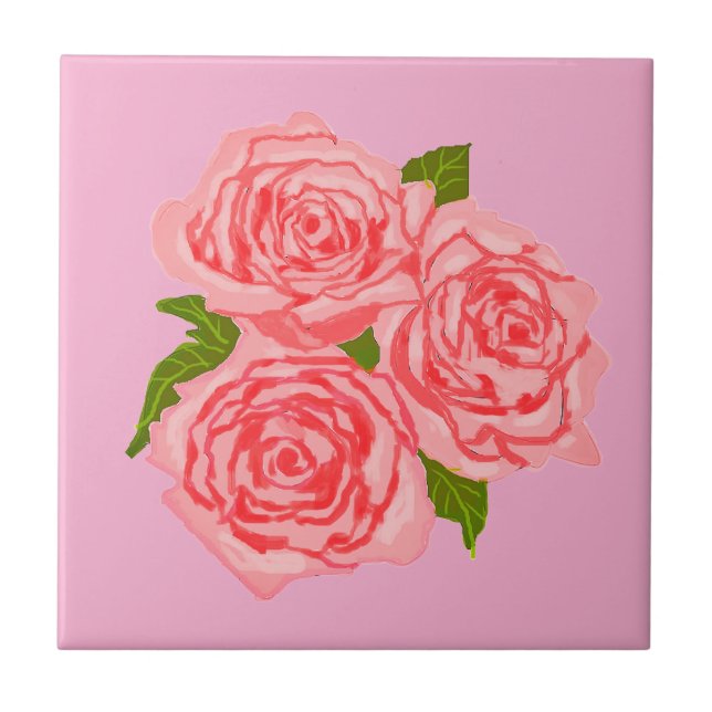 Azulejo De Cerâmica Pink roses (Frente)