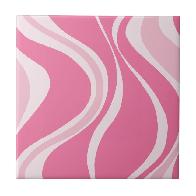 Azulejo De Cerâmica Pink Waves Tile (Frente)