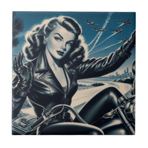 Azulejo De Cerâmica Pino de Motocicleta Vintage