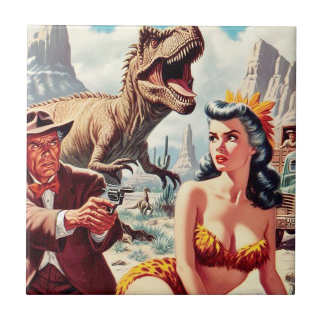 Azulejo De Cerâmica Pino de Sci-Fi Retroativo (Frente)