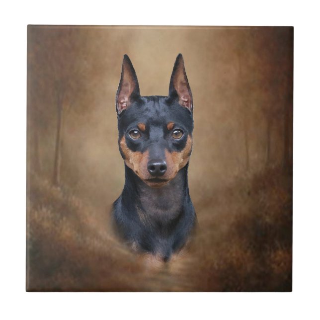 Azulejo De Cerâmica Pinscher diminuto (Frente)