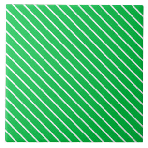 Azulejo De Cerâmica Pinstripes diagonais - esmeraldo verde e branco