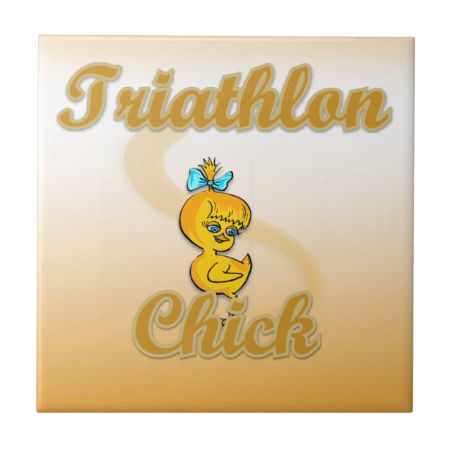 Azulejo De Cerâmica Pintinho de Triathlon (Frente)