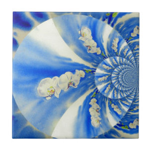 Azulejo De Cerâmica Pintor branco de orquídea elegante