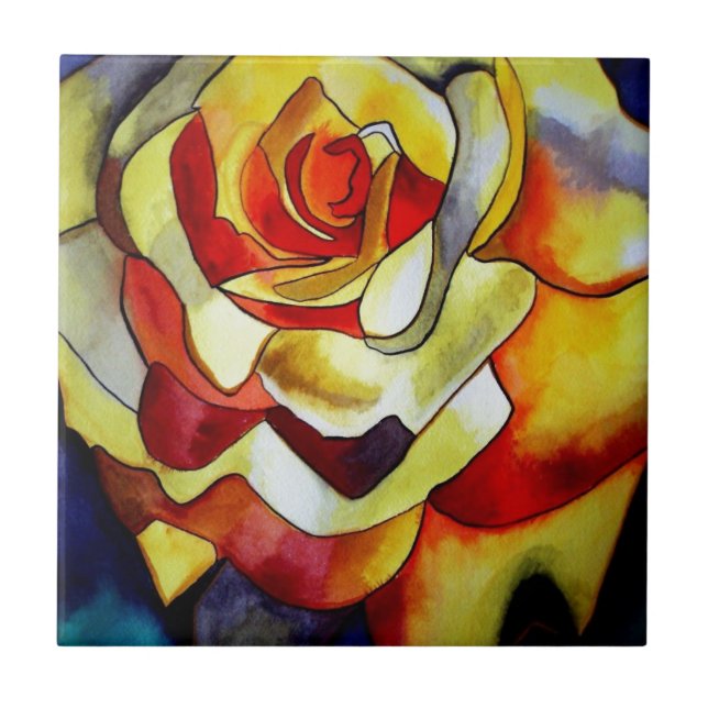 Azulejo De Cerâmica Pintor de aquarela da Freesia (Frente)